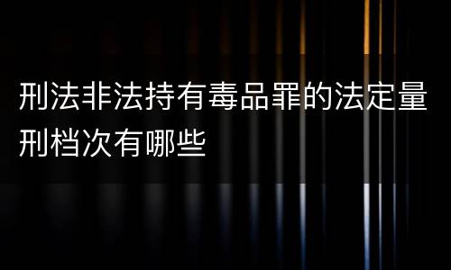 刑法非法持有毒品罪的法定量刑档次有哪些