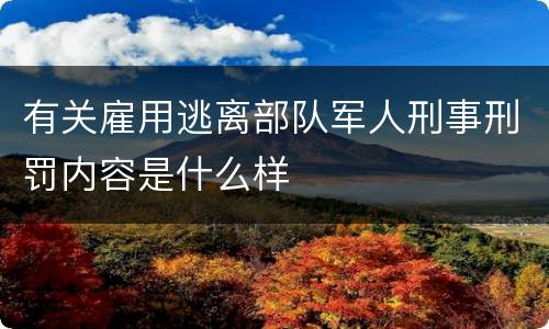 有关雇用逃离部队军人刑事刑罚内容是什么样