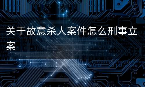 关于故意杀人案件怎么刑事立案