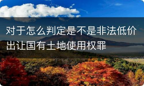 对于怎么判定是不是非法低价出让国有土地使用权罪