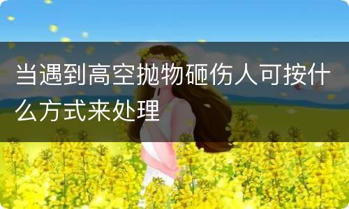 当遇到高空抛物砸伤人可按什么方式来处理