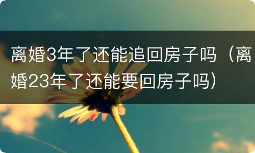 离婚3年了还能追回房子吗（离婚23年了还能要回房子吗）