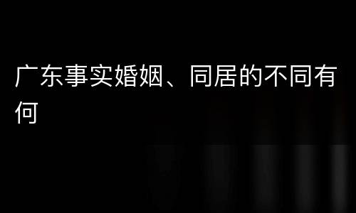 广东事实婚姻、同居的不同有何