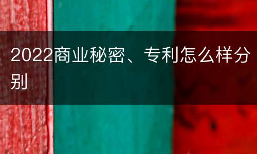2022商业秘密、专利怎么样分别