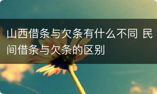山西借条与欠条有什么不同 民间借条与欠条的区别