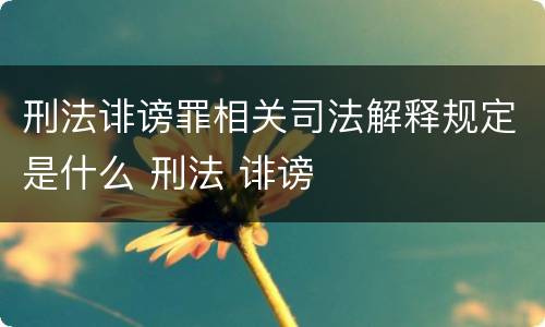 刑法诽谤罪相关司法解释规定是什么 刑法 诽谤