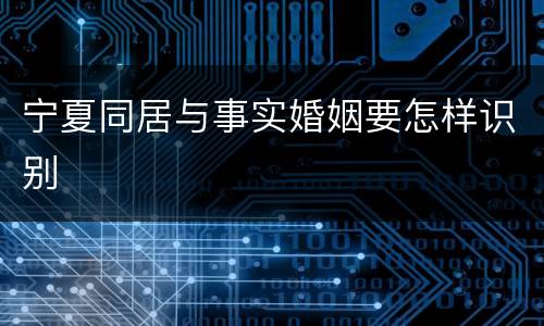 宁夏同居与事实婚姻要怎样识别