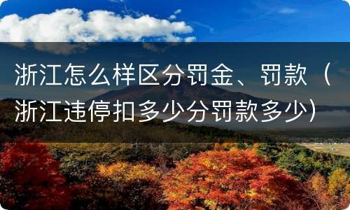 浙江怎么样区分罚金、罚款（浙江违停扣多少分罚款多少）