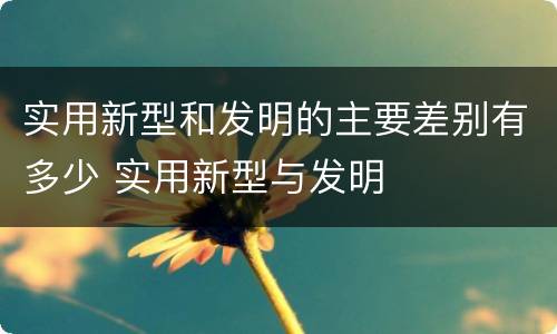 实用新型和发明的主要差别有多少 实用新型与发明