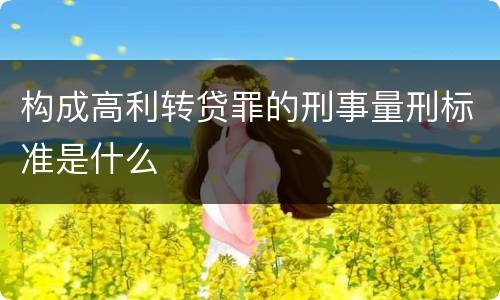 构成高利转贷罪的刑事量刑标准是什么