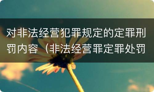 对非法经营犯罪规定的定罪刑罚内容（非法经营罪定罪处罚是怎样的刑法）