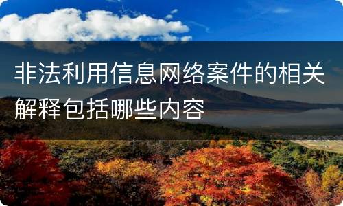 非法利用信息网络案件的相关解释包括哪些内容