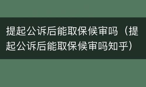 提起公诉后能取保候审吗（提起公诉后能取保候审吗知乎）