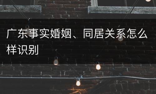 广东事实婚姻、同居关系怎么样识别