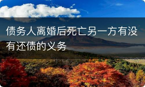债务人离婚后死亡另一方有没有还债的义务