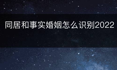 同居和事实婚姻怎么识别2022