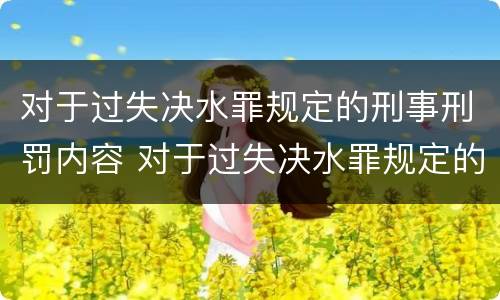 对于过失决水罪规定的刑事刑罚内容 对于过失决水罪规定的刑事刑罚内容是什么
