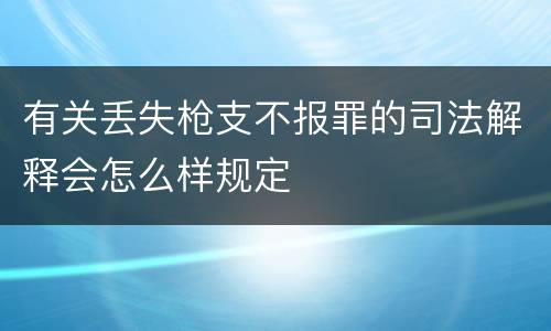 有关丢失枪支不报罪的司法解释会怎么样规定