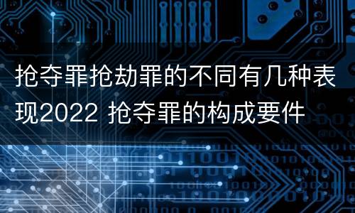 抢夺罪抢劫罪的不同有几种表现2022 抢夺罪的构成要件