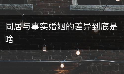 同居与事实婚姻的差异到底是啥