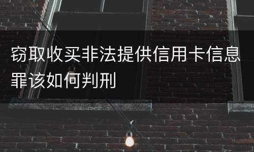 窃取收买非法提供信用卡信息罪该如何判刑