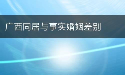 广西同居与事实婚姻差别