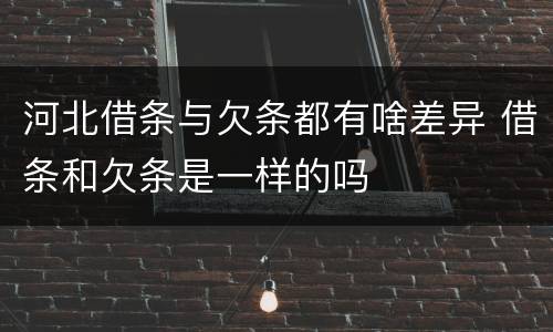 河北借条与欠条都有啥差异 借条和欠条是一样的吗