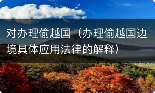对办理偷越国（办理偷越国边境具体应用法律的解释）