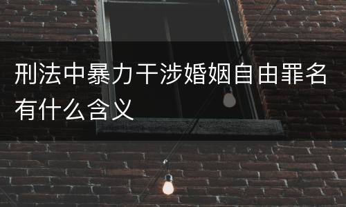 刑法中暴力干涉婚姻自由罪名有什么含义