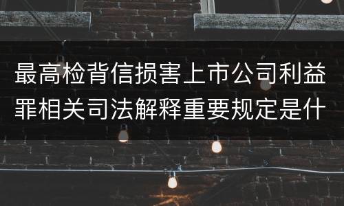 最高检背信损害上市公司利益罪相关司法解释重要规定是什么