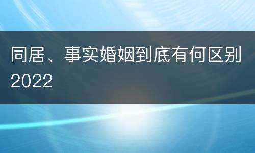 同居、事实婚姻到底有何区别2022