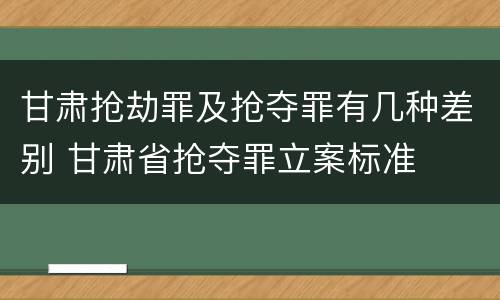 甘肃抢劫罪及抢夺罪有几种差别 甘肃省抢夺罪立案标准