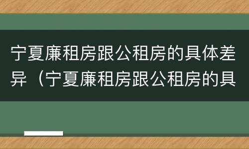宁夏廉租房跟公租房的具体差异（宁夏廉租房跟公租房的具体差异是什么）