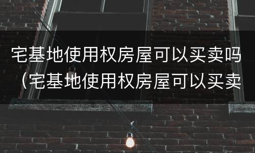 宅基地使用权房屋可以买卖吗（宅基地使用权房屋可以买卖吗合法吗）