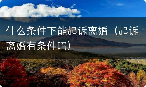 什么条件下能起诉离婚（起诉离婚有条件吗）