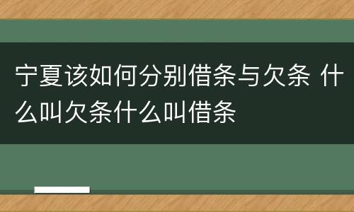 宁夏该如何分别借条与欠条 什么叫欠条什么叫借条