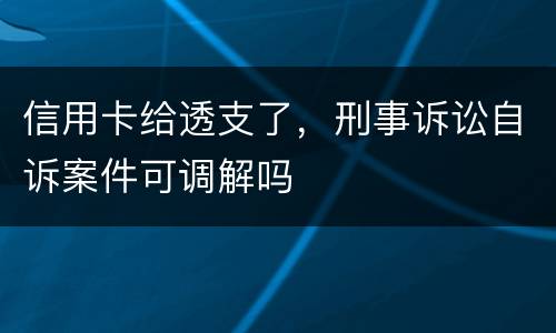 信用卡给透支了，刑事诉讼自诉案件可调解吗