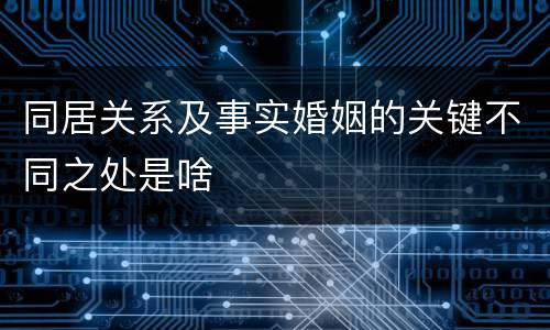 同居关系及事实婚姻的关键不同之处是啥