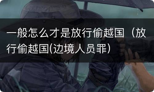 一般怎么才是放行偷越国（放行偷越国(边境人员罪）