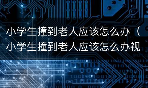 小学生撞到老人应该怎么办（小学生撞到老人应该怎么办视频）