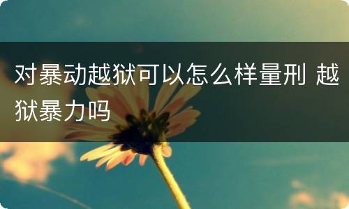 对暴动越狱可以怎么样量刑 越狱暴力吗