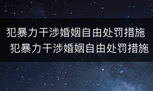 犯暴力干涉婚姻自由处罚措施 犯暴力干涉婚姻自由处罚措施怎么写