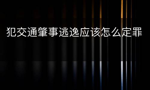 犯交通肇事逃逸应该怎么定罪