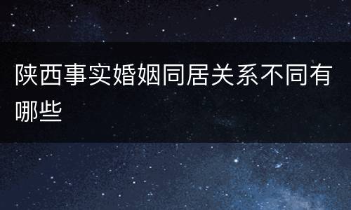 陕西事实婚姻同居关系不同有哪些