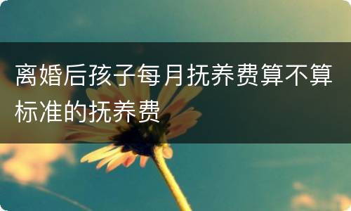 离婚后孩子每月抚养费算不算标准的抚养费