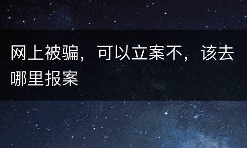 网上被骗，可以立案不，该去哪里报案