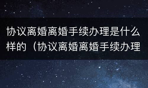 协议离婚离婚手续办理是什么样的（协议离婚离婚手续办理是什么样的流程）