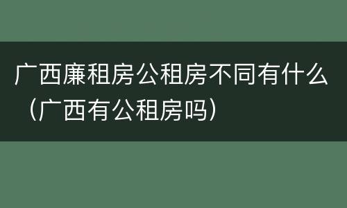 广西廉租房公租房不同有什么（广西有公租房吗）