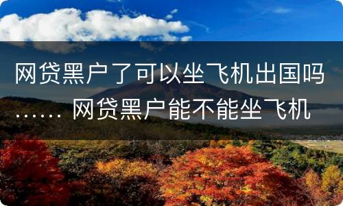 网贷黑户了可以坐飞机出国吗…… 网贷黑户能不能坐飞机