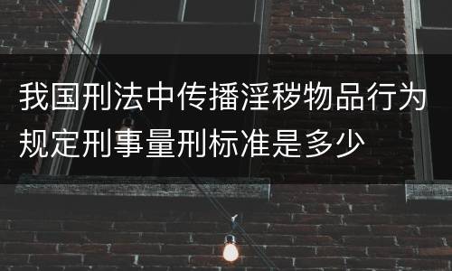 我国刑法中传播淫秽物品行为规定刑事量刑标准是多少